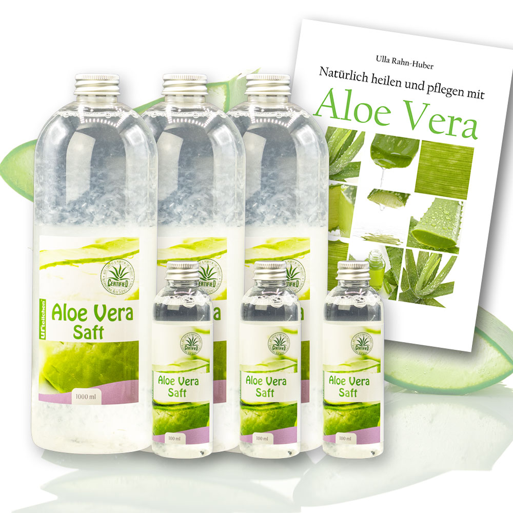 Angebot der Woche - 3 mal Aloe Vera Saft 1 Liter und 100ml und Aloe Vera Buch