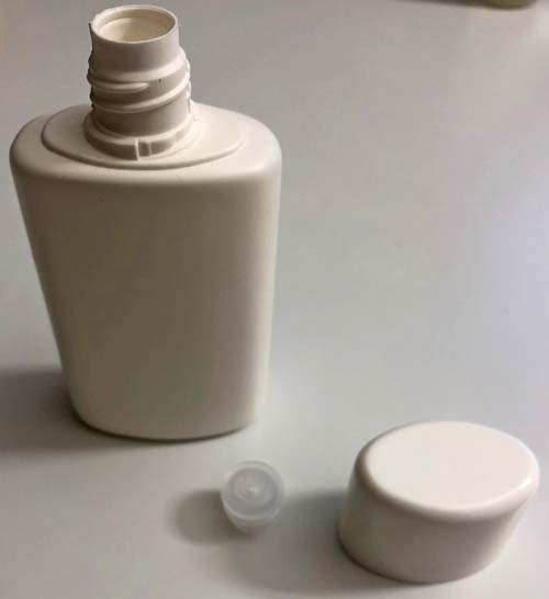 Ovalflaschchen-2 weiße Ovalfläschchen 100 ml mit Spritzeinsatz (100 Stück Karton)