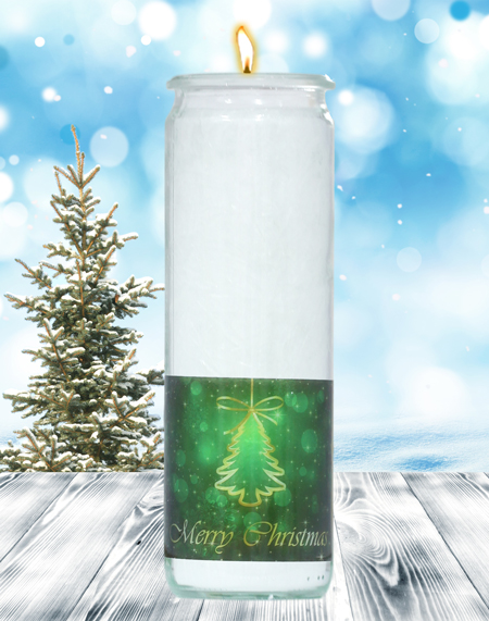 Herzlicht-Weihnachtskerze-Glas Herzlicht-Kerze -Merry Christmas- Motiv 2 im Glas 20x6 cm