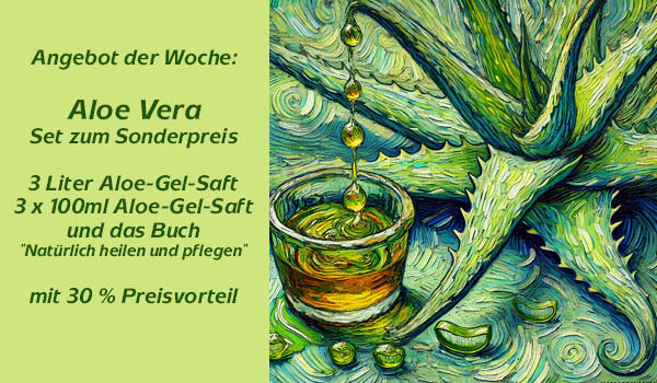 Angebot der Woche - 3 mal Aloe Vera Saft 1 Liter und 100ml und Aloe Vera Buch