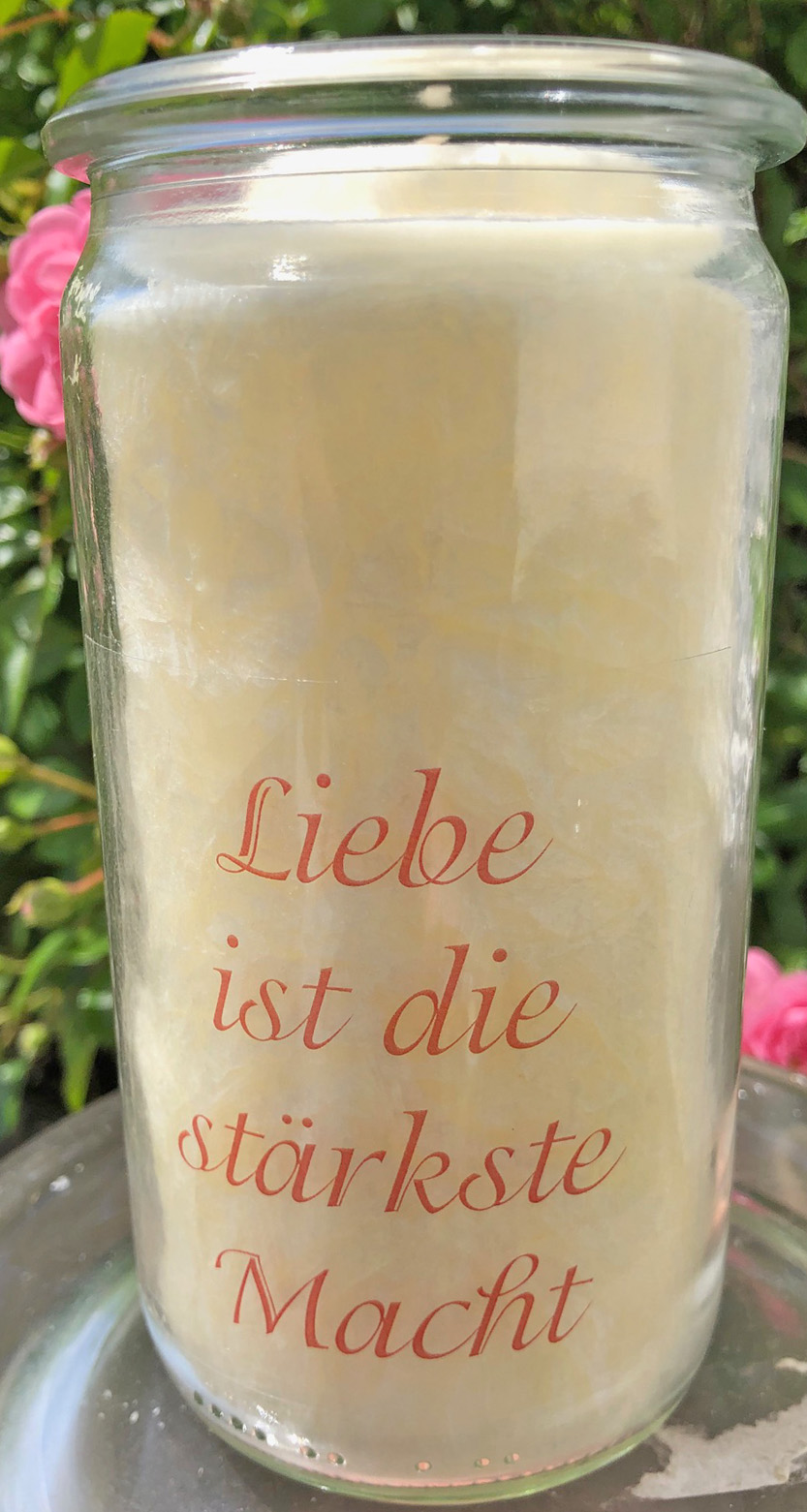 G-7301bweb Herzlicht-Kerze Liebe ist die stärkste Macht - 13 x 6 cm