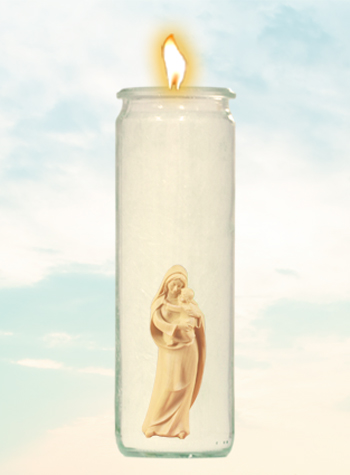 Herzlicht-Kerze-Madonna-im-Glas Herzlicht-Kerze Madonna 20 x 6 cm