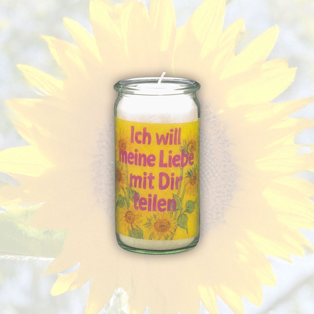 Herzlichtkerze Ich will meine Liebe mit dir teilen 13 cm x 6 cm