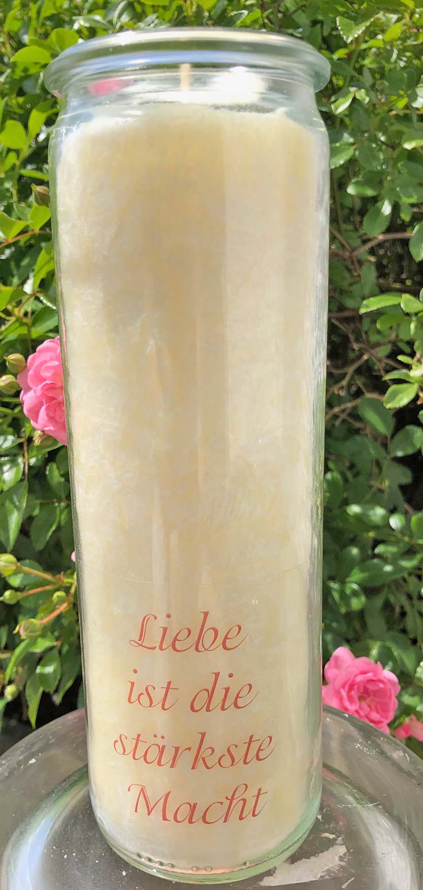G-730aweb Herzlicht-Kerze -Liebe ist die stärkste Macht - 20 x 6 cm