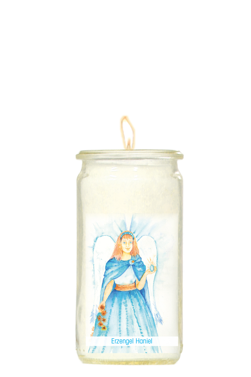 G-7491-Haniel Herzlicht-Kerze -Erzengel Haniel- 13 x 6 cm