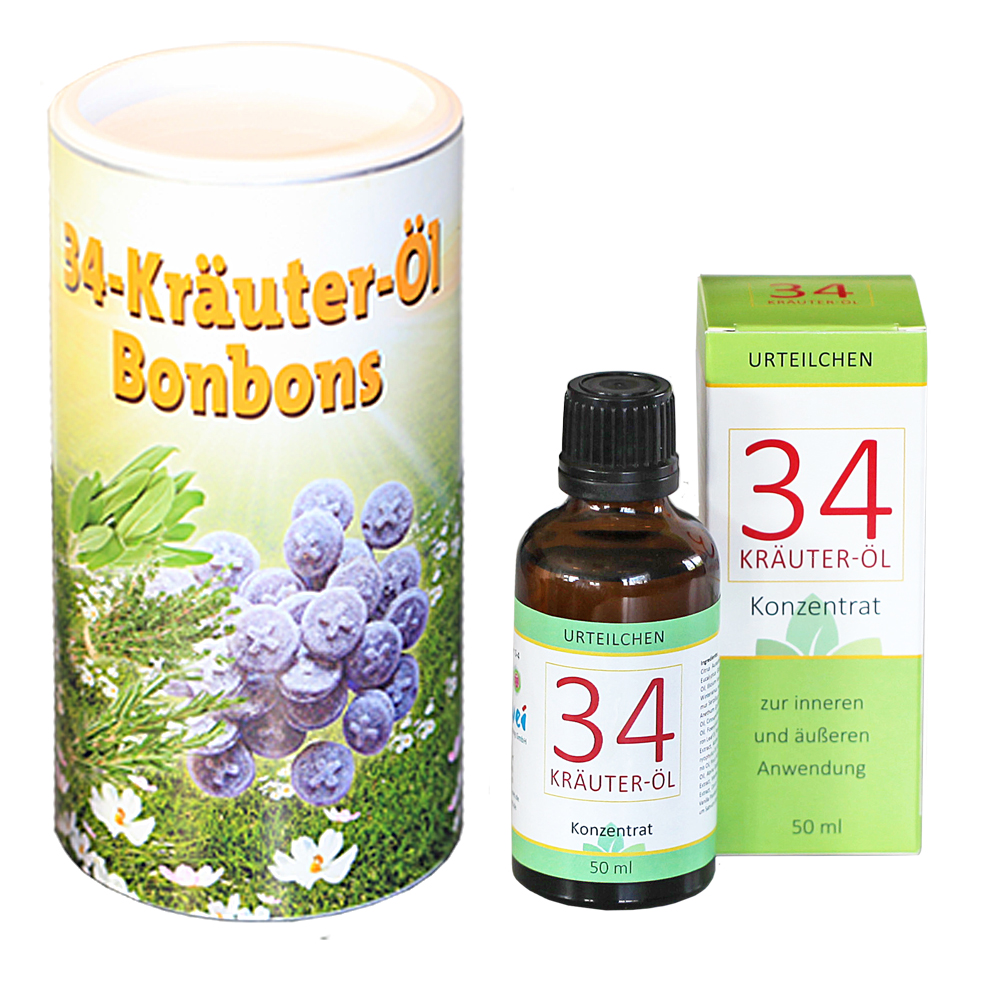 24-Kr-uter-Set Set: 34 Kräuter-Öl 50 ml + Bonbon 800 g