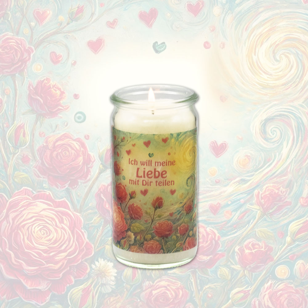 Herzlichtkerze Ich will meine Liebe mit dir teilen 13 cm x 6 cm Herzlichtkerze Ich will meine Liebe mit dir teilen 13 cm x 6 cm