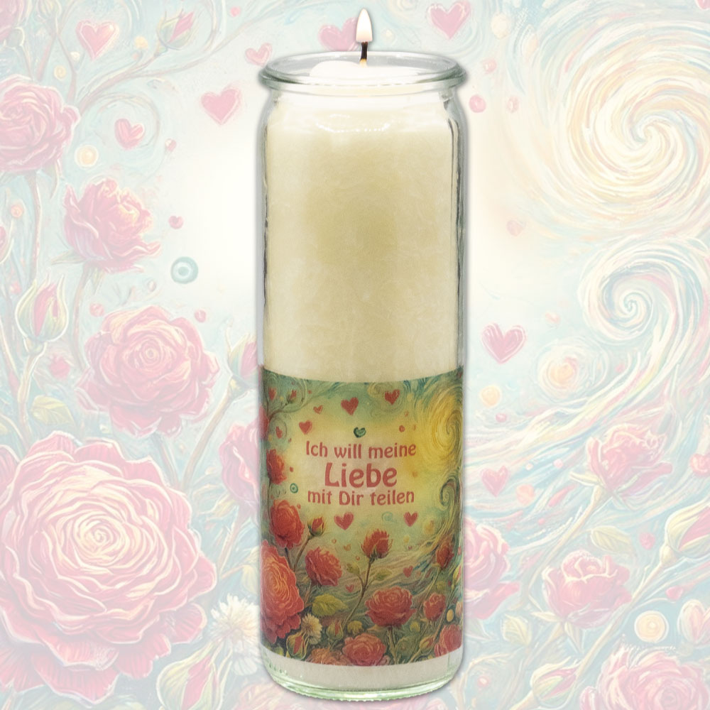 Herzlichtkerze Ich will meine Liebe mit dir teilen 20 cm x 6 cm Herzlichtkerze Ich will meine Liebe mit dir teilen 20 cm x 6 cm