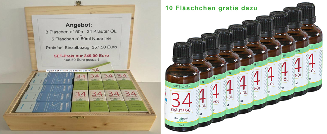 Angebot: 8x 34-Kräuter-Öl und  5x Nasefrei  je 50 ml  Kopie